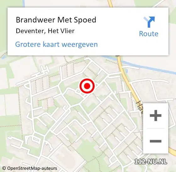 Locatie op kaart van de 112 melding: Brandweer Met Spoed Naar Deventer, Het Vlier op 21 december 2021 17:20