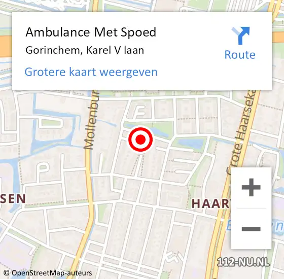 Locatie op kaart van de 112 melding: Ambulance Met Spoed Naar Gorinchem, Karel V laan op 21 december 2021 17:20