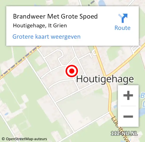 Locatie op kaart van de 112 melding: Brandweer Met Grote Spoed Naar Houtigehage, It Grien op 21 december 2021 17:27