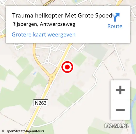 Locatie op kaart van de 112 melding: Trauma helikopter Met Grote Spoed Naar Rijsbergen, Antwerpseweg op 21 december 2021 17:35