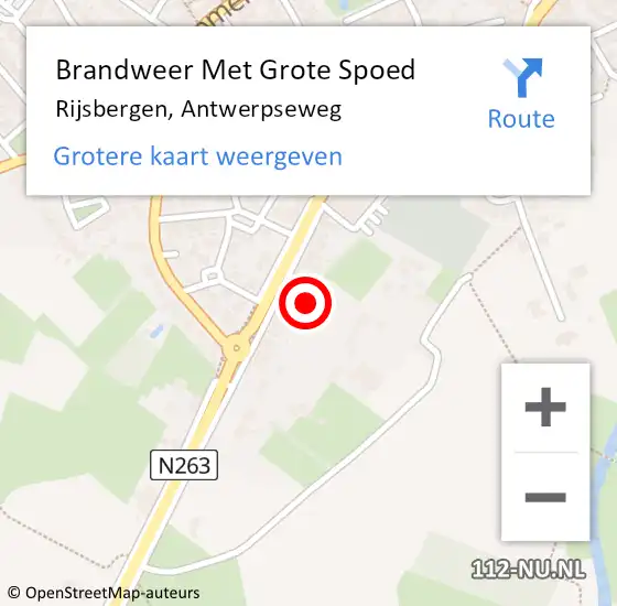 Locatie op kaart van de 112 melding: Brandweer Met Grote Spoed Naar Rijsbergen, Antwerpseweg op 21 december 2021 17:35