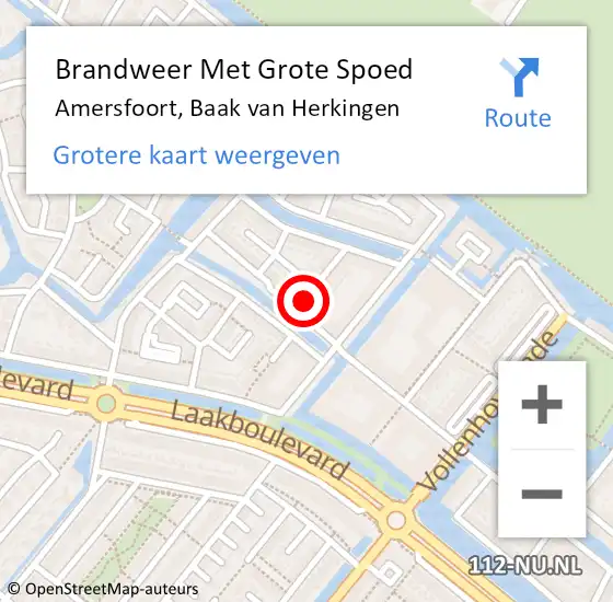 Locatie op kaart van de 112 melding: Brandweer Met Grote Spoed Naar Amersfoort, Baak van Herkingen op 21 december 2021 17:49