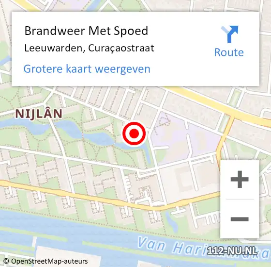 Locatie op kaart van de 112 melding: Brandweer Met Spoed Naar Leeuwarden, Curaçaostraat op 21 december 2021 17:54