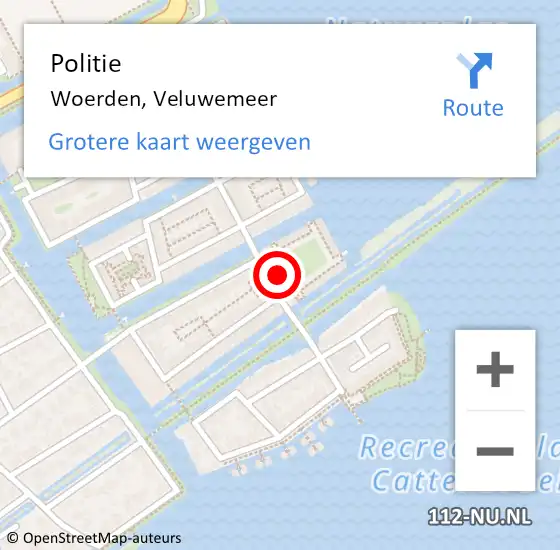 Locatie op kaart van de 112 melding: Politie Woerden, Veluwemeer op 21 december 2021 18:02