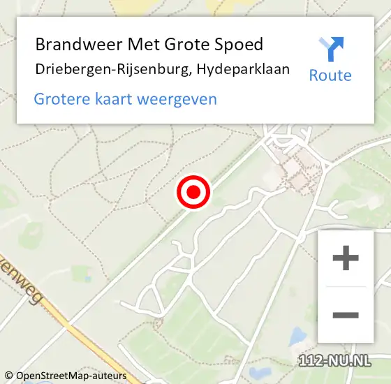 Locatie op kaart van de 112 melding: Brandweer Met Grote Spoed Naar Driebergen-Rijsenburg, Hydeparklaan op 21 december 2021 18:11