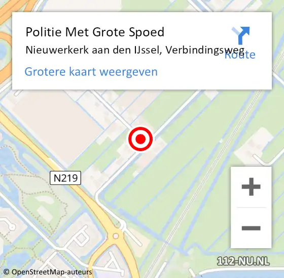 Locatie op kaart van de 112 melding: Politie Met Grote Spoed Naar Nieuwerkerk aan den IJssel, Verbindingsweg op 21 december 2021 18:18