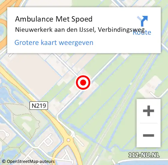 Locatie op kaart van de 112 melding: Ambulance Met Spoed Naar Nieuwerkerk aan den IJssel, Verbindingsweg op 21 december 2021 18:25