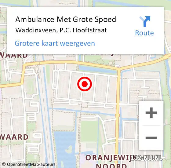 Locatie op kaart van de 112 melding: Ambulance Met Grote Spoed Naar Waddinxveen, P.C. Hooftstraat op 21 december 2021 18:42