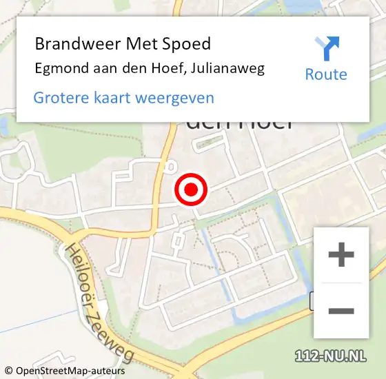 Locatie op kaart van de 112 melding: Brandweer Met Spoed Naar Egmond aan den Hoef, Julianaweg op 21 december 2021 18:51