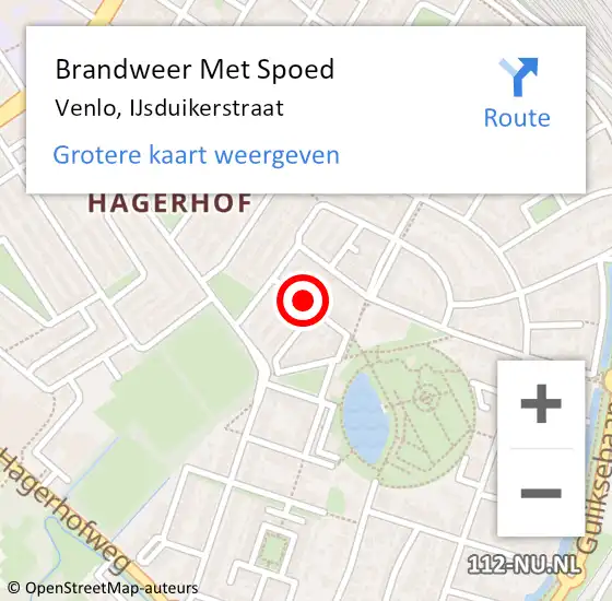 Locatie op kaart van de 112 melding: Brandweer Met Spoed Naar Venlo, IJsduikerstraat op 21 december 2021 18:51