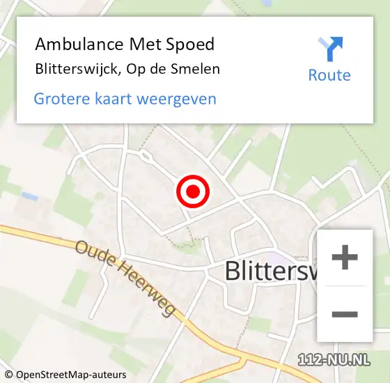 Locatie op kaart van de 112 melding: Ambulance Met Spoed Naar Blitterswijck, Op de Smelen op 3 juli 2014 00:37