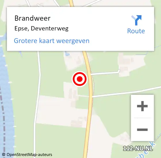 Locatie op kaart van de 112 melding: Brandweer Epse, Deventerweg op 21 december 2021 19:02