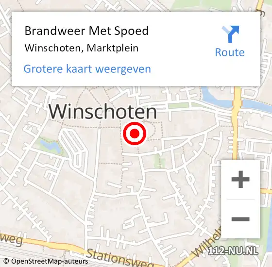 Locatie op kaart van de 112 melding: Brandweer Met Spoed Naar Winschoten, Marktplein op 21 december 2021 19:19