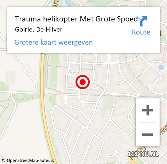 Locatie op kaart van de 112 melding: Trauma helikopter Met Grote Spoed Naar Goirle, De Hilver op 21 december 2021 19:49