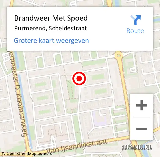 Locatie op kaart van de 112 melding: Brandweer Met Spoed Naar Purmerend, Scheldestraat op 21 december 2021 20:18