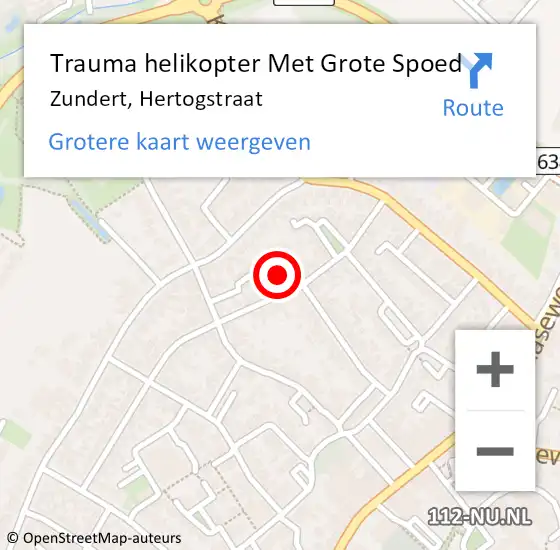 Locatie op kaart van de 112 melding: Trauma helikopter Met Grote Spoed Naar Zundert, Hertogstraat op 21 december 2021 20:32