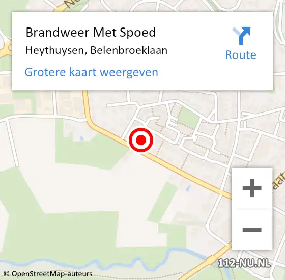 Locatie op kaart van de 112 melding: Brandweer Met Spoed Naar Heythuysen, Belenbroeklaan op 21 december 2021 20:38