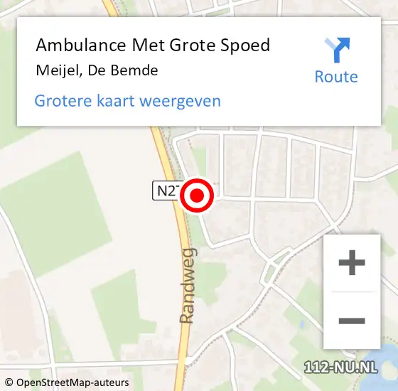 Locatie op kaart van de 112 melding: Ambulance Met Grote Spoed Naar Meijel, De Bemde op 3 juli 2014 00:57