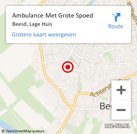 Locatie op kaart van de 112 melding: Ambulance Met Grote Spoed Naar Beesd, Lage Huis op 21 december 2021 20:59