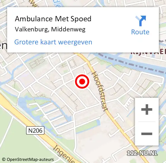 Locatie op kaart van de 112 melding: Ambulance Met Spoed Naar Valkenburg, Middenweg op 21 december 2021 21:06