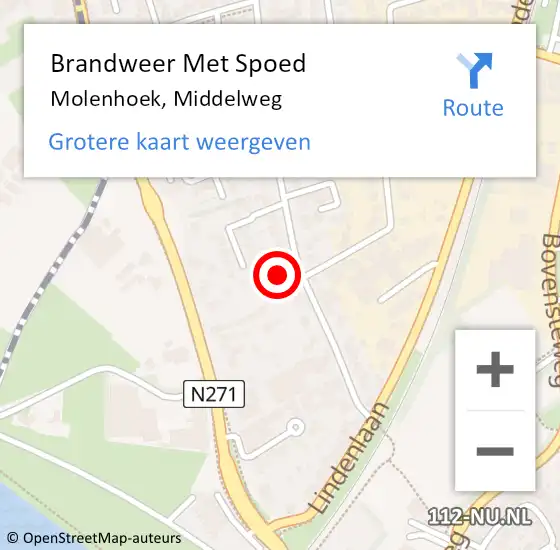 Locatie op kaart van de 112 melding: Brandweer Met Spoed Naar Molenhoek, Middelweg op 21 december 2021 21:13