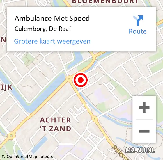 Locatie op kaart van de 112 melding: Ambulance Met Spoed Naar Culemborg, De Raaf op 21 december 2021 22:31