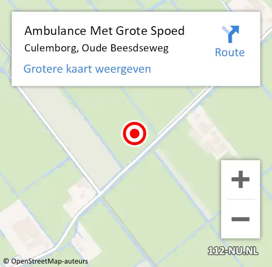 Locatie op kaart van de 112 melding: Ambulance Met Grote Spoed Naar Culemborg, Oude Beesdseweg op 21 december 2021 22:51