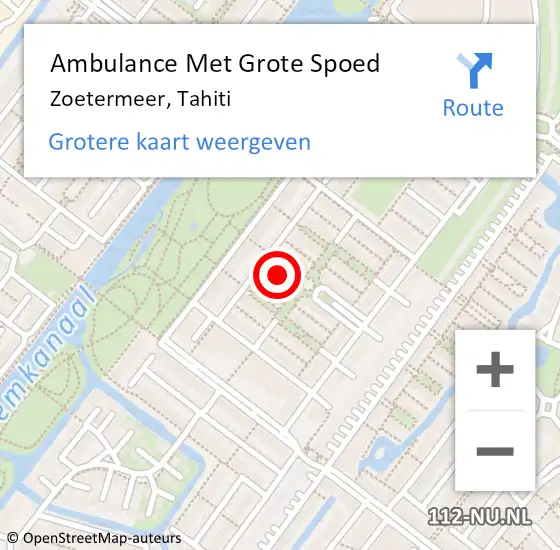 Locatie op kaart van de 112 melding: Ambulance Met Grote Spoed Naar Zoetermeer, Tahiti op 21 december 2021 22:53