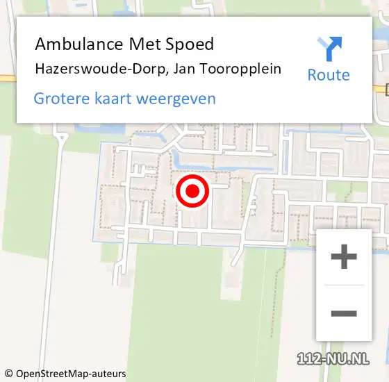 Locatie op kaart van de 112 melding: Ambulance Met Spoed Naar Hazerswoude-Dorp, Jan Tooropplein op 21 december 2021 23:17