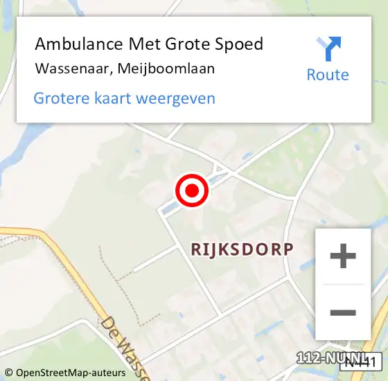 Locatie op kaart van de 112 melding: Ambulance Met Grote Spoed Naar Wassenaar, Meijboomlaan op 21 december 2021 23:17