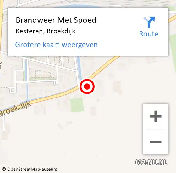 Locatie op kaart van de 112 melding: Brandweer Met Spoed Naar Kesteren, Broekdijk op 21 december 2021 23:25