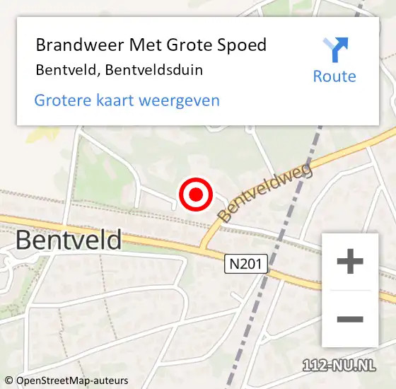 Locatie op kaart van de 112 melding: Brandweer Met Grote Spoed Naar Bentveld, Bentveldsduin op 21 december 2021 23:26