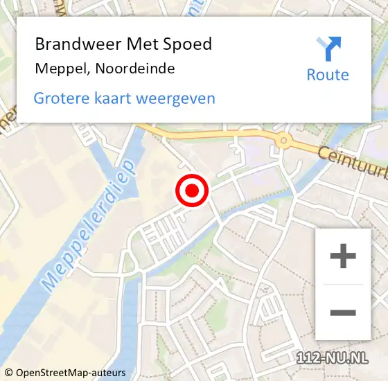 Locatie op kaart van de 112 melding: Brandweer Met Spoed Naar Meppel, Noordeinde op 22 december 2021 00:01