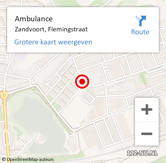 Locatie op kaart van de 112 melding: Ambulance Zandvoort, Flemingstraat op 22 december 2021 00:25