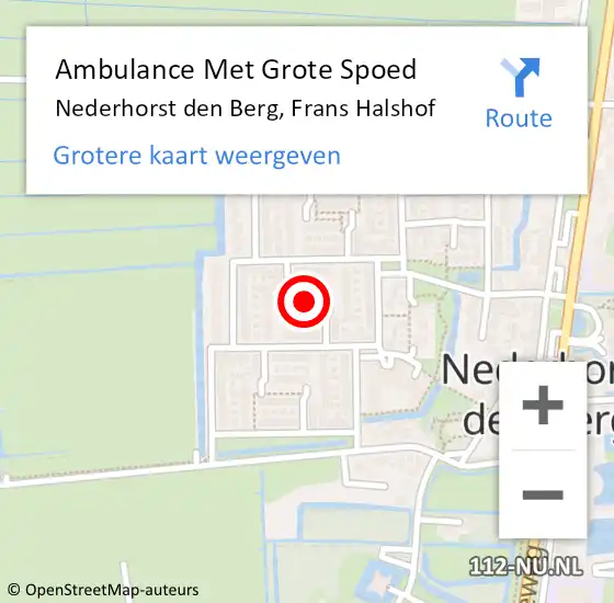 Locatie op kaart van de 112 melding: Ambulance Met Grote Spoed Naar Nederhorst den Berg, Frans Halshof op 8 september 2013 18:22