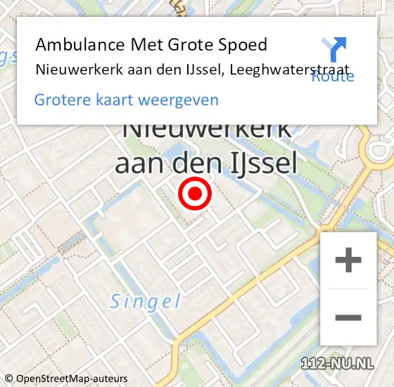 Locatie op kaart van de 112 melding: Ambulance Met Grote Spoed Naar Nieuwerkerk aan den IJssel, Leeghwaterstraat op 22 december 2021 01:15