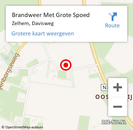 Locatie op kaart van de 112 melding: Brandweer Met Grote Spoed Naar Zelhem, Davisweg op 22 december 2021 01:27