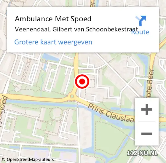 Locatie op kaart van de 112 melding: Ambulance Met Spoed Naar Veenendaal, Gilbert van Schoonbekestraat op 22 december 2021 01:30