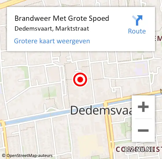 Locatie op kaart van de 112 melding: Brandweer Met Grote Spoed Naar Dedemsvaart, Marktstraat op 22 december 2021 01:58