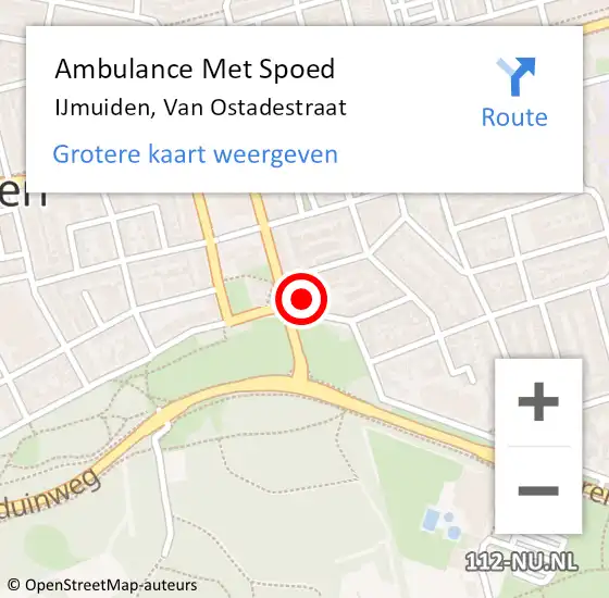 Locatie op kaart van de 112 melding: Ambulance Met Spoed Naar IJmuiden, Van Ostadestraat op 22 december 2021 02:37