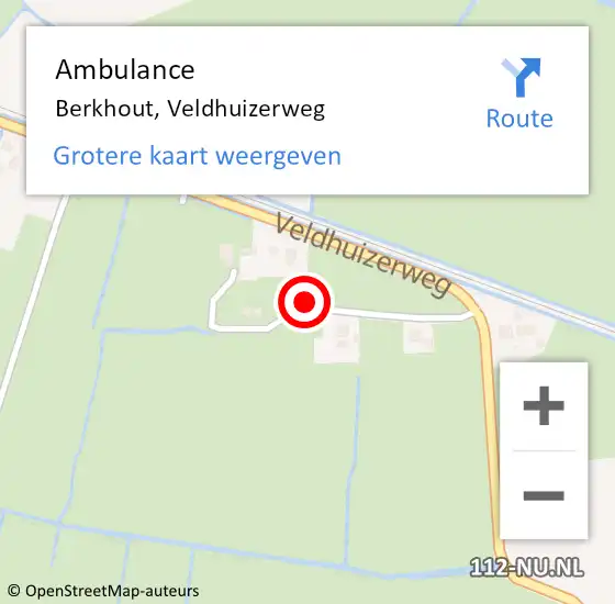 Locatie op kaart van de 112 melding: Ambulance Berkhout, Veldhuizerweg op 22 december 2021 02:39