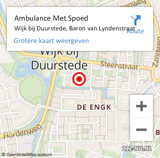 Locatie op kaart van de 112 melding: Ambulance Met Spoed Naar Wijk bij Duurstede, Baron van Lyndenstraat op 3 juli 2014 01:36