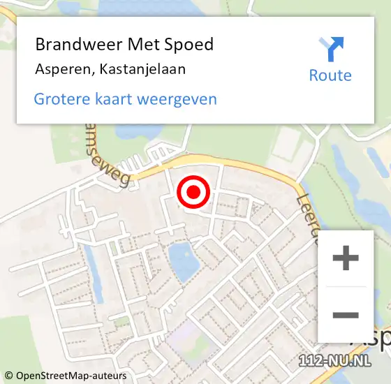 Locatie op kaart van de 112 melding: Brandweer Met Spoed Naar Asperen, Kastanjelaan op 22 december 2021 05:54