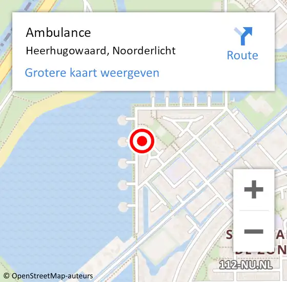 Locatie op kaart van de 112 melding: Ambulance Heerhugowaard, Noorderlicht op 22 december 2021 07:23