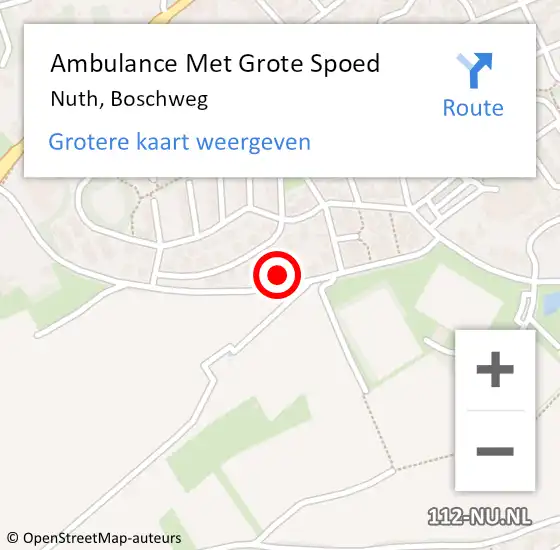 Locatie op kaart van de 112 melding: Ambulance Met Grote Spoed Naar Nuth, Boschweg op 3 juli 2014 01:52
