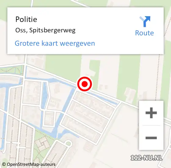 Locatie op kaart van de 112 melding: Politie Oss, Spitsbergerweg op 22 december 2021 07:39