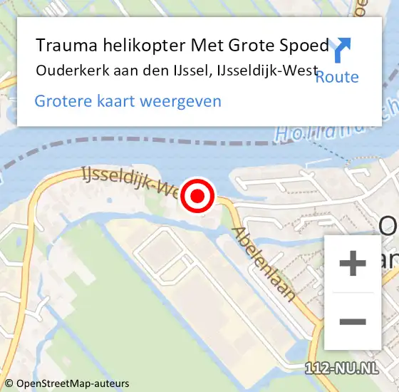 Locatie op kaart van de 112 melding: Trauma helikopter Met Grote Spoed Naar Ouderkerk aan den IJssel, IJsseldijk-West op 22 december 2021 07:40