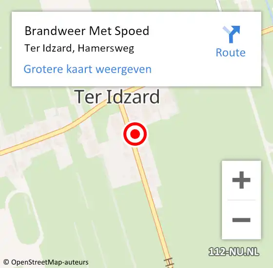 Locatie op kaart van de 112 melding: Brandweer Met Spoed Naar Ter Idzard, Hamersweg op 22 december 2021 07:54