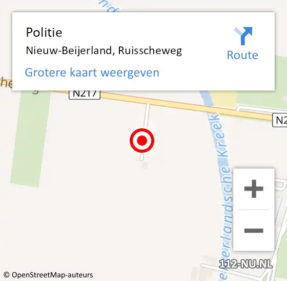 Locatie op kaart van de 112 melding: Politie Nieuw-Beijerland, Ruisscheweg op 22 december 2021 08:18