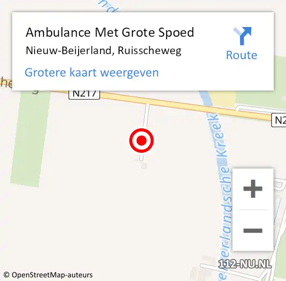 Locatie op kaart van de 112 melding: Ambulance Met Grote Spoed Naar Nieuw-Beijerland, Ruisscheweg op 22 december 2021 08:19